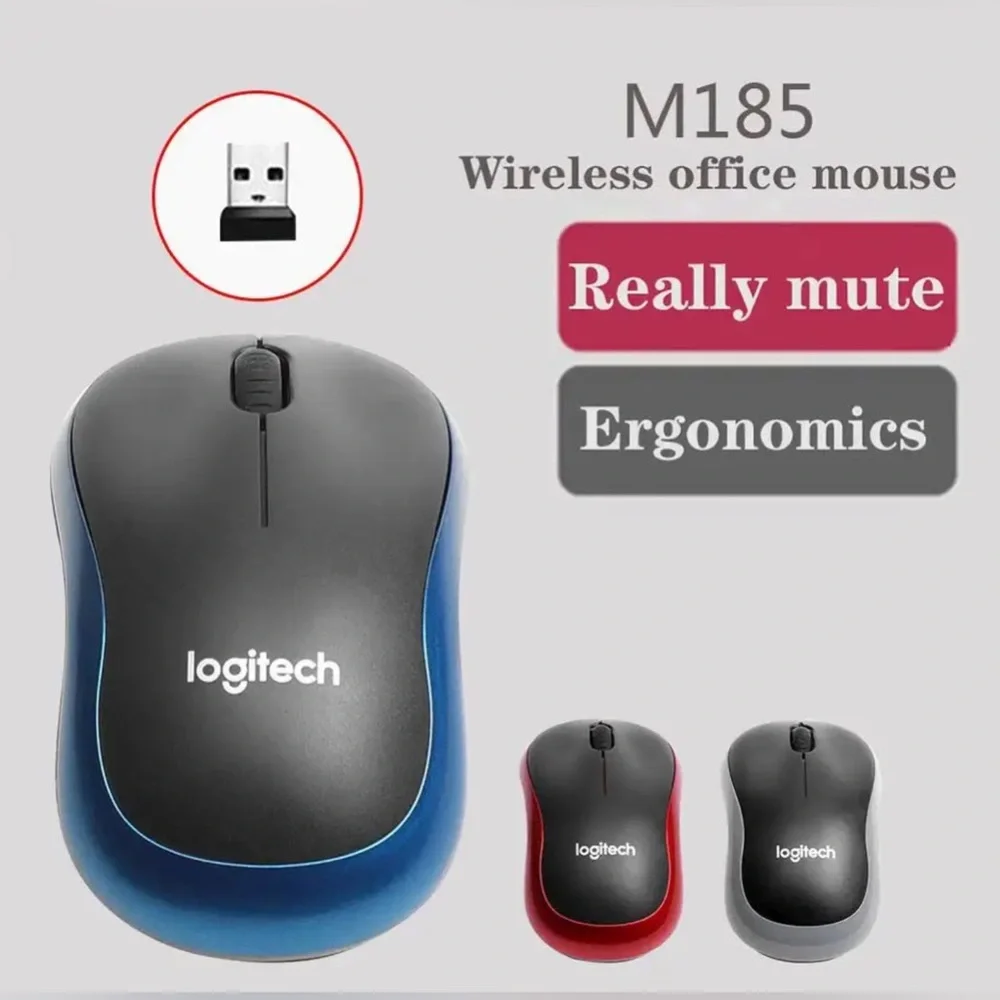 Logitech M185 Wireless Mouse Silent Gaming Optical Navigation Mice for PC/Laptop